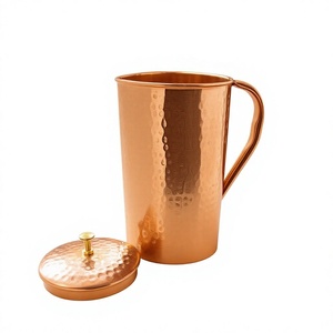 Handmade Hammered Copper Water Pitcher with Lid and 2 Cups Classic 1.7L Drinking Set for Home Party Use - Product Image 5