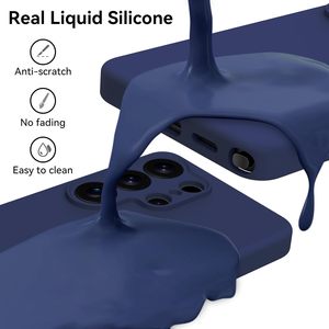 Coque en silicone liquide avec protection intégrale de l'appareil photo, doublure en microfibre douce au toucher pour Samsung Galaxy S26 Ultra, bleu nuit - Product Image 5