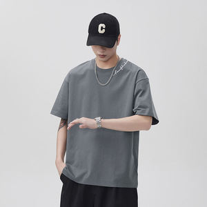 Camiseta Extra Grande de Algodón 100% de 210 GSM con Logotipo Personalizado, Cuello Grueso, Diseño Sólido, Tejido de Punto, Camiseta Estampada - Product Image 1