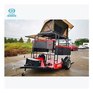 mini-camping im freien reiseanhänger offroad ein-achsen-motorrad-hauler drop-deck hydraulik-anhänger