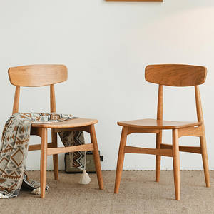 Silla de Comedor Moderna Minimalista de Madera Maciza, Respaldo de Madera de Cerezo, Estilo Nórdico, Silla para Adultos - Product Image 1