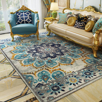 Tapis de salon de style ethnique américain rétro, luxe léger, tapis de table basse, tapis de chambre à coucher, tapis de sol complet pour la maison