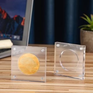 New Style Magnetic Clear Acrylic Coin Holder UV Protection Preserved Memorabilia <b>Display</b> <b>Case</b> for Collectors - Product Image 3