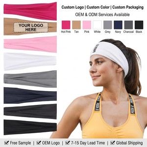 Fascia Sportiva Personalizzata Rosa Acceso e Beige, Fascia per Capelli Traspirante con Logo OEM, Vendita all'Ingrosso - Product Image 1