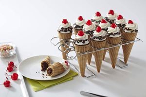 Support de cônes à crème glacée en métal chromé argenté, 16 cavités, mini, pour enfants, sur mesure, vente en gros, pour table de magasin - Product Image 4