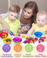 Jouet éducatif d'association d'animaux dinosaures à 6 couleurs pour enfants, jeu de tri et de comptage préscolaire, jouet cognitif en plastique écologique imprimé UV