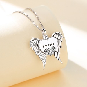 Changda 925 de ala de Ángel de plata corazón cenizas recuerdo <span class=keywords><strong>Memorial</strong></span> urna COLLAR COLGANTE - Product Image 3