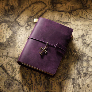 Cuaderno de viaje de cuero genuino, cuaderno de apuntes, diario de cuero de vaca, cuaderno retro, registro creativo, estilo pasaporte - Product Image 5