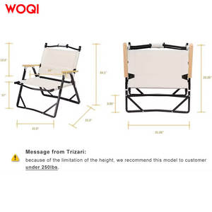 Chaise pliante WOQI avec structure en aluminium, capacité 350 lbs, pour extérieur, camping, jardin, avec poignée en bois et sac de rangement - Product Image 4