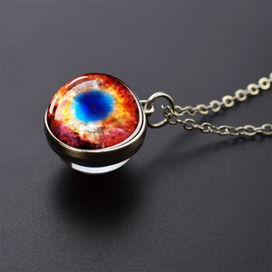 Ingrosso <span class=keywords><strong>pianeti</strong></span> luminosi nebulosa spazio esterno palla di vetro ciondolo catena di metallo argento gioielli collana da donna - Product Image 2
