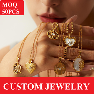 Op maat gemaakte 18K vergulde hartvormige roestvrijstalen dames hanger met gegraveerd laserlogo, sieraden OEM ODM fabriek - Product Image 1