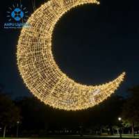 Guirnalda de Luces LED Gigante Anpu con Forma de Luna Creciente y Estrellas, Decoración Impermeable para Exteriores, Festivales y Eventos