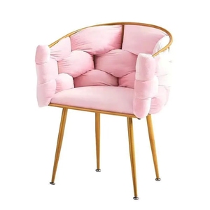 Sillas de Comedor de Lujo Nórdicas con Patas de Metal Dorado, Sillas de Comedor de Tela de Terciopelo para Interiores de Restaurantes - Product Image 2