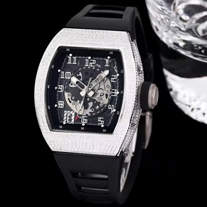 New Arrival Luxury Mechanical <b>Watch</b> Men Tonneau Shape <b>Skeleton</b> <b>Automatic</b> Movement Full Diamond Iced Power Reserve High Quality - Product Image 2
