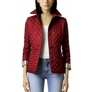 Women's <b>Quilted</b> Pattern Button-Up Notched Lapel, <b>Single</b>-breasted, Slim Fit - Casual Coat Fashion - Product Image 4