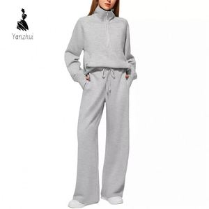 Yanzhui Otoño Invierno 2026 Conjunto de Dos Piezas Casual de Moda, Sudadera Oversize con Cremallera de Algodón y Pantalones Deportivos de Pierna Ancha para Uso Diario - Product Image 2