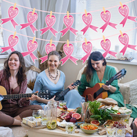 Sensibilisation au cancer du sein ruban rose bannière décorations de fête pour la campagne de santé du sein événements suspendus fournitures de décoration