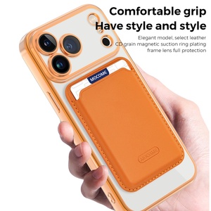 เคสโทรศัพท์ใสแบบแม่เหล็กสำหรับใส่บัตรธุรกิจ สำหรับ iPhone 17 12 13 14 15 16 Pro Max 17 Air พร้อมฟิล์มกระจกป้องกันเลนส์ กันกระแทก - Product Image 2