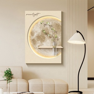 JZ Phòng Khách Trang Trí Nội Thất Mặt Trăng Hình Ảnh Ánh Sáng Mặt Trăng 3D Nhà Máy Tác Phẩm Nghệ Thuật Khắc Gỗ Đá Sa Thạch Bức Tranh Trừu Tượng Và Tường Nghệ Thuật LED - Product Image 3