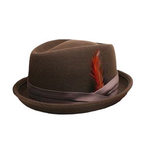 Nouveau bleu marine 100% laine feutre bord rond fedora chapeau feutre trilby robe mode chapeaux pour hommes <span class=keywords><strong>borsalino</strong></span> avec ruban - Product Image 2