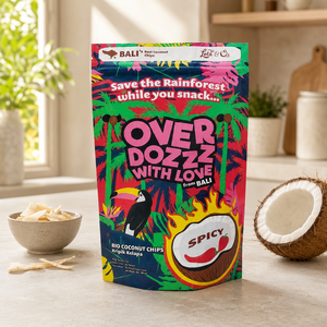 Bolsa de Embalaje de Alimentos con Forro de Aluminio, Diseño de Selva de <span class=keywords><strong>Bali</strong></span> <span class=keywords><strong>a</strong></span> Todo Color, Mate, con Base, para Chips de Coco Crujiente - Product Image 3