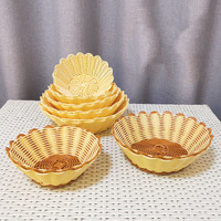 Panier tressé en rotin PP bicolore à bord festonné, qualité alimentaire, couleur et taille personnalisables, fait main, écologique, pour le rangement de collations et de fruits