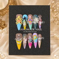 Vente en gros de faux ongles courts carrés en acrylique faits à la main, ongles 3D réutilisables, pointes d'ongles artificielles, usine OEM ODM