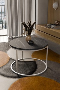 Round <b>Coffee</b> <b>Table</b> for Living Room Office <b>Small</b> Spaces Sturdy and Easy Assembly - Product Image 1