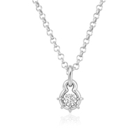 Parure de bijoux Gemnel Charm Huggie en argent 925 plaqué or 14 carats avec pendentif gourde en zircon cubique rond, collier chaîne Rolo et boucles d'oreilles créoles pour femme