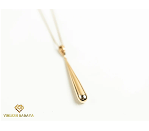 Collar de Alta Calidad con Colgante de Gota de Agua Vertical en Oro Sólido, Joyería Minimalista con Dije de Bate de Béisbol, Regalo de Navidad - Product Image 3