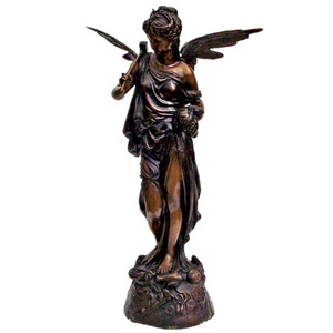 Estatua de Ángel de Bronce de Tamaño Real, Escultura Metálica de Mujer con Hacha, Técnica de Fundición con Temática Musical - Product Image 1