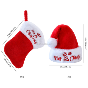 Chapeau <span class=keywords><strong>de</strong></span> Noël en peluche rouge pour bébé 1er et mes premiers bas <span class=keywords><strong>de</strong></span> Noël 2pc Set Ornament - Product Image 4