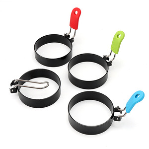 Round Egg Ring Mold Non Stick <b>Silicone</b> Handle Egg Fryer Pancake Rings Convenient Kitchen <b>Tool</b> For Cooking Eggs - Product Image 5