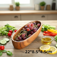 Plateau de service en bois de noyer de style américain en forme de bateau, anti-fuite, personnalisé, profond, pour salade, vente en gros