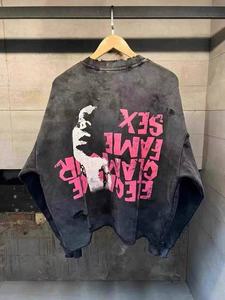 <span class=keywords><strong>Felpa</strong></span> da Uomo con Collo Rotondo in Stile Distruttivo Americano Retrò di <span class=keywords><strong>Los</strong></span> <span class=keywords><strong>Angeles</strong></span>, Design Avant-garde, Lavaggio Intenso - Product Image 3