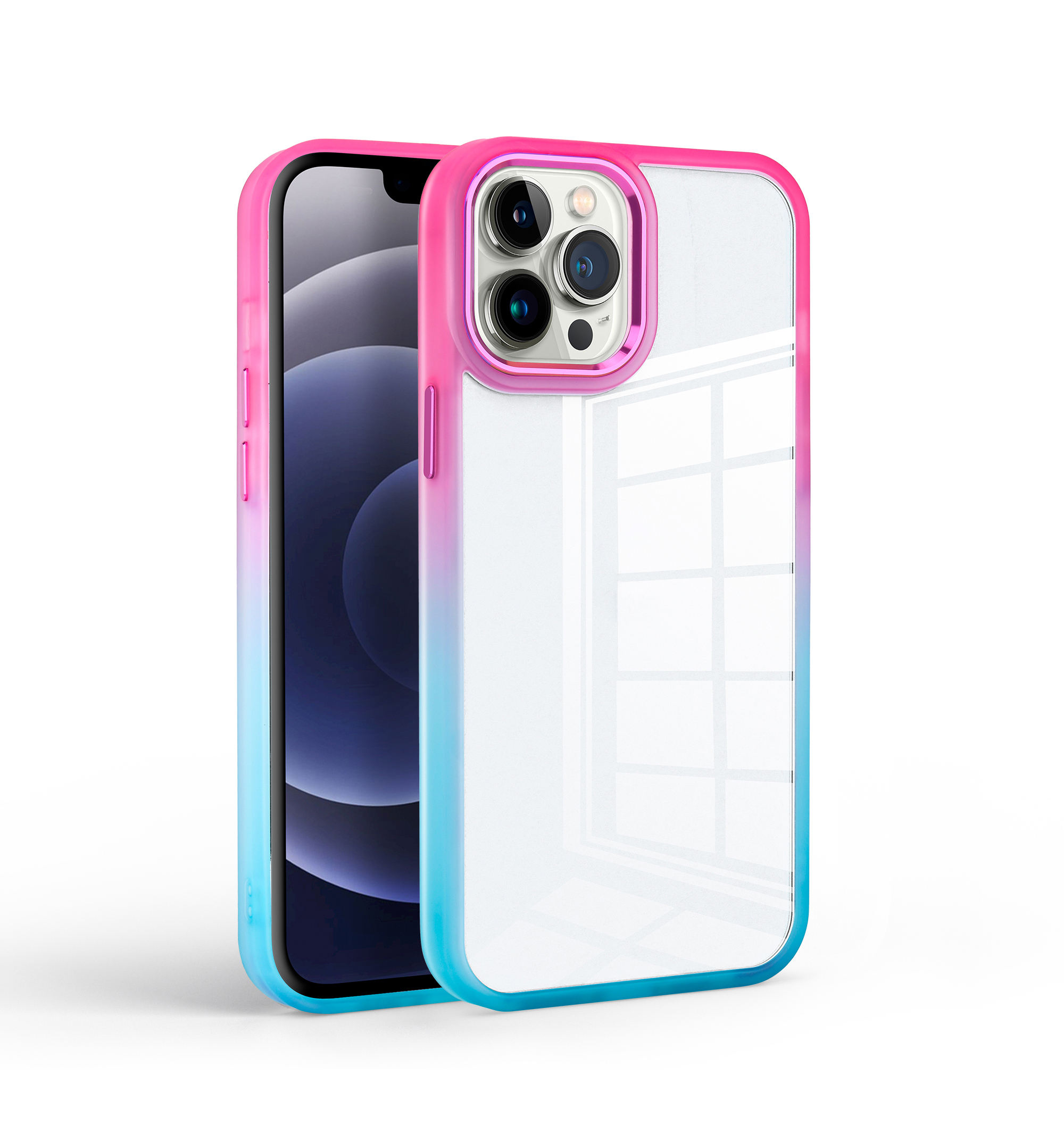 สีชมพู + น้ำเงิน