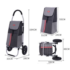 Chariot à provisions <span class=keywords><strong>utilitaire</strong></span> pliable en aluminium avec roues Sac amovible Chariot pliant personnel pliable pour <span class=keywords><strong>personnes</strong></span> âgées - Product Image 3