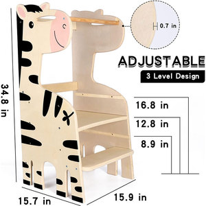 Plate-forme debout réglable Aide de <span class=keywords><strong>cuisine</strong></span> <span class=keywords><strong>Tour</strong></span> d'apprentissage pliable en bois pour tout-petits - Product Image 2