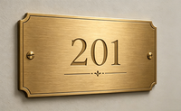 Plaque de numéro de maison personnalisée en laiton gravé, résistante à l'eau, avec éclairage intégré pour hôtels et bureaux - Vis de fixation incluses