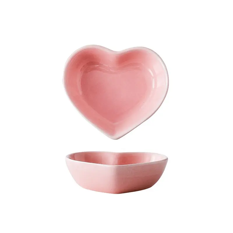 Logo su ordinazione del contenitore del vassoio dei piatti dello spuntino della porcellana di colore solido dei piatti di servizio del Dessert di ceramica a forma di cuore da 3.15 pollici
