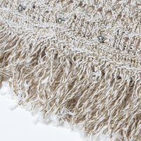 Robe de plage élégante sans manches à col rond et coupe trapèze, ajourée avec pompons, collection Printemps/Été 2026