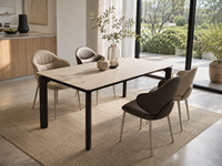 Table à manger moderne en pierre frittée avec pieds en métal, table de cuisine minimaliste pour la maison, fabricant de meubles pour hôtels