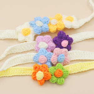 للبيع بالجملة طوق زهور حلوة محبوكة يدويًا قطة خفيفة الوزن-طول قابل للتعديل للجلد - Product Image 4