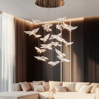 Lustre moderne en verre en forme de feuille, décoration de villa de luxe de haute qualité ANNO, personnalisation possible