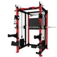 Machine Smith 3-en-1 avec rack de musculation multifonction, crossover à câbles et accessoires réglables pour entraînement à domicile et en salle de sport commerciale