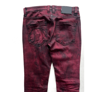 Pantalones Vaqueros Acampanados para Hombre, Color Rojo <span class=keywords><strong>Vino</strong></span> Degradado, Denim Desgastado, Estilo Punk Urbano, Venta al por Mayor OEM ODM - Product Image 3