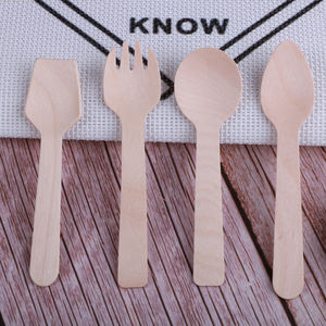 Ensemble de couverts en bambou jetables avec logo personnalisé, fait à la main, mini cuillère à thé, couteau, fourchette, petits ustensiles en bois écologiques - Product Image 3