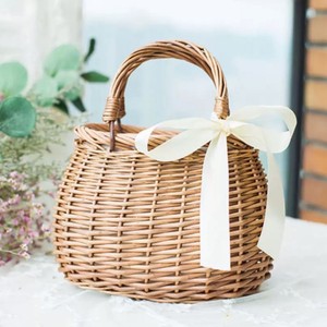 Bolso de mimbre con forma de cesta de flores, cesta tejida de estilo coreano, bolso de mujer forrado con mimbre de sauce, estilo veraniego de moda. - Product Image 3