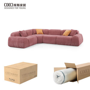 佛山工場真空パック圧縮L形骨なしソファセットモジュラー断面式ソファ深い座席付き - Product Image 1