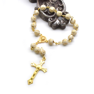 สร้อยข้อมือลูกประคำมุกพลาสติกขนาด6มม. ลายทางศาสนาประดับโต๊ะ Virgin Mary - Product Image 3